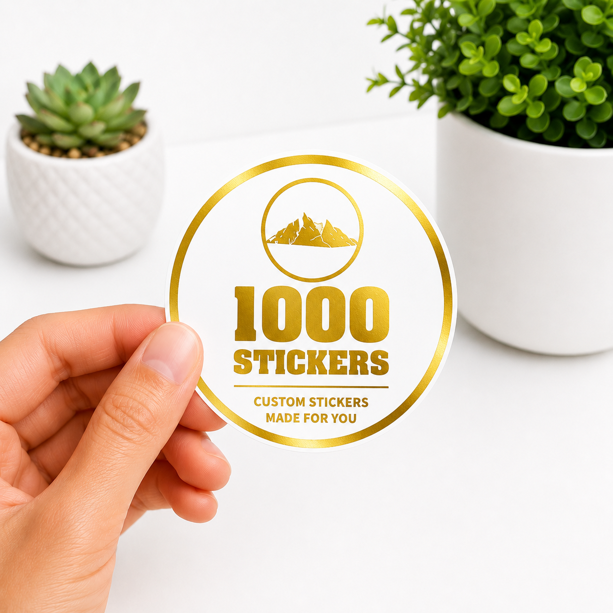Custom Circle Gold Foiling Stickers White Paper Sheets | 1000 Stickers