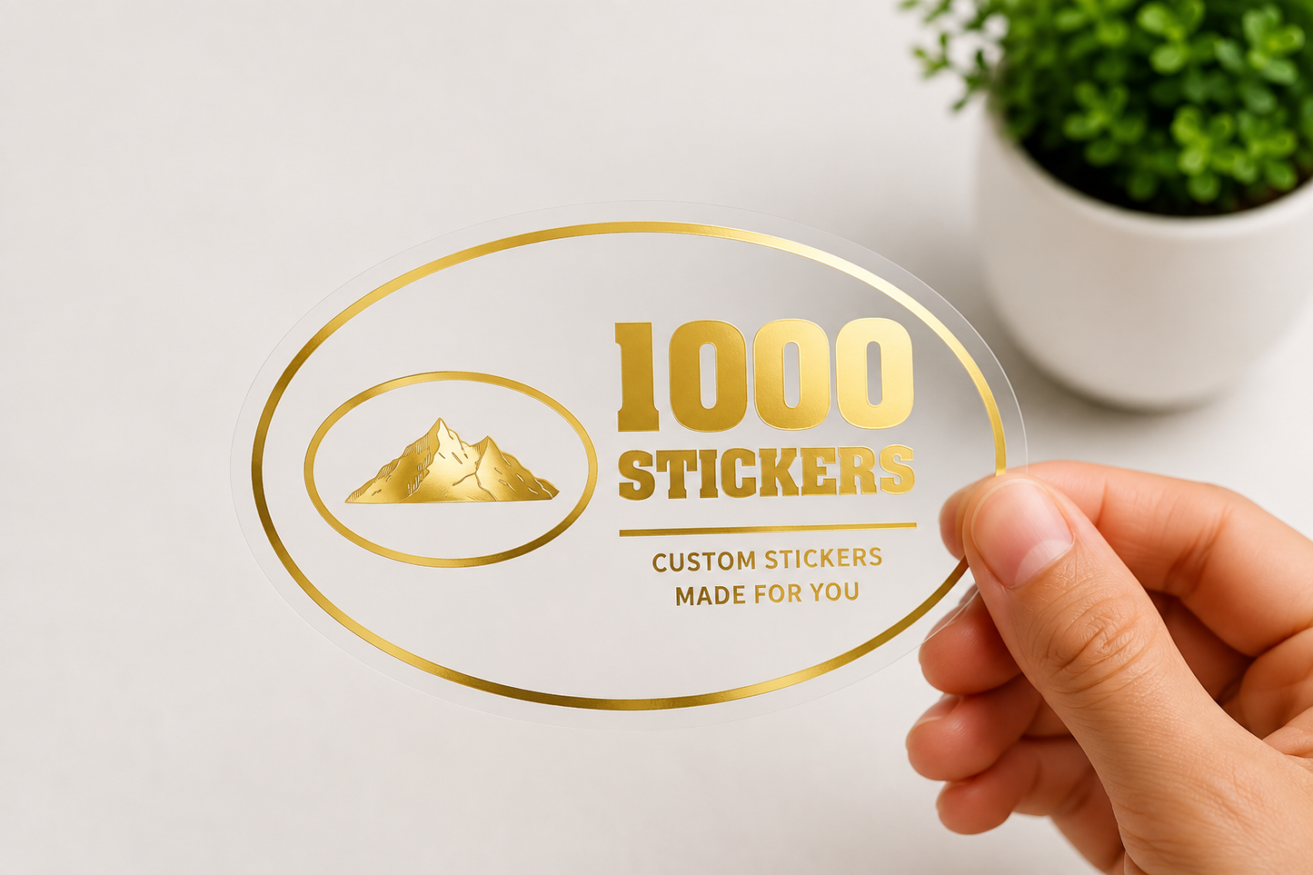 Custom Oval Gold Foiling Transparent Stickers | 1000 Stickers