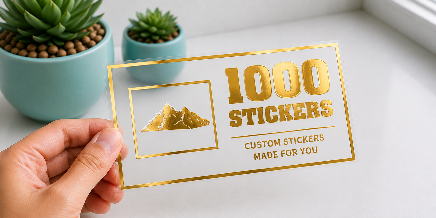 Custom Rectangle Gold Foiling Transparent Stickers | 1000 Stickers