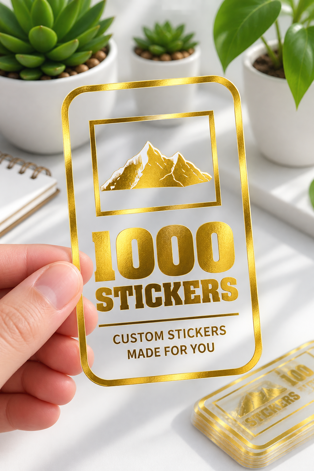 Custom Rounded Rectangle Gold Foiling Transparent Stickers | 1000 Stickers