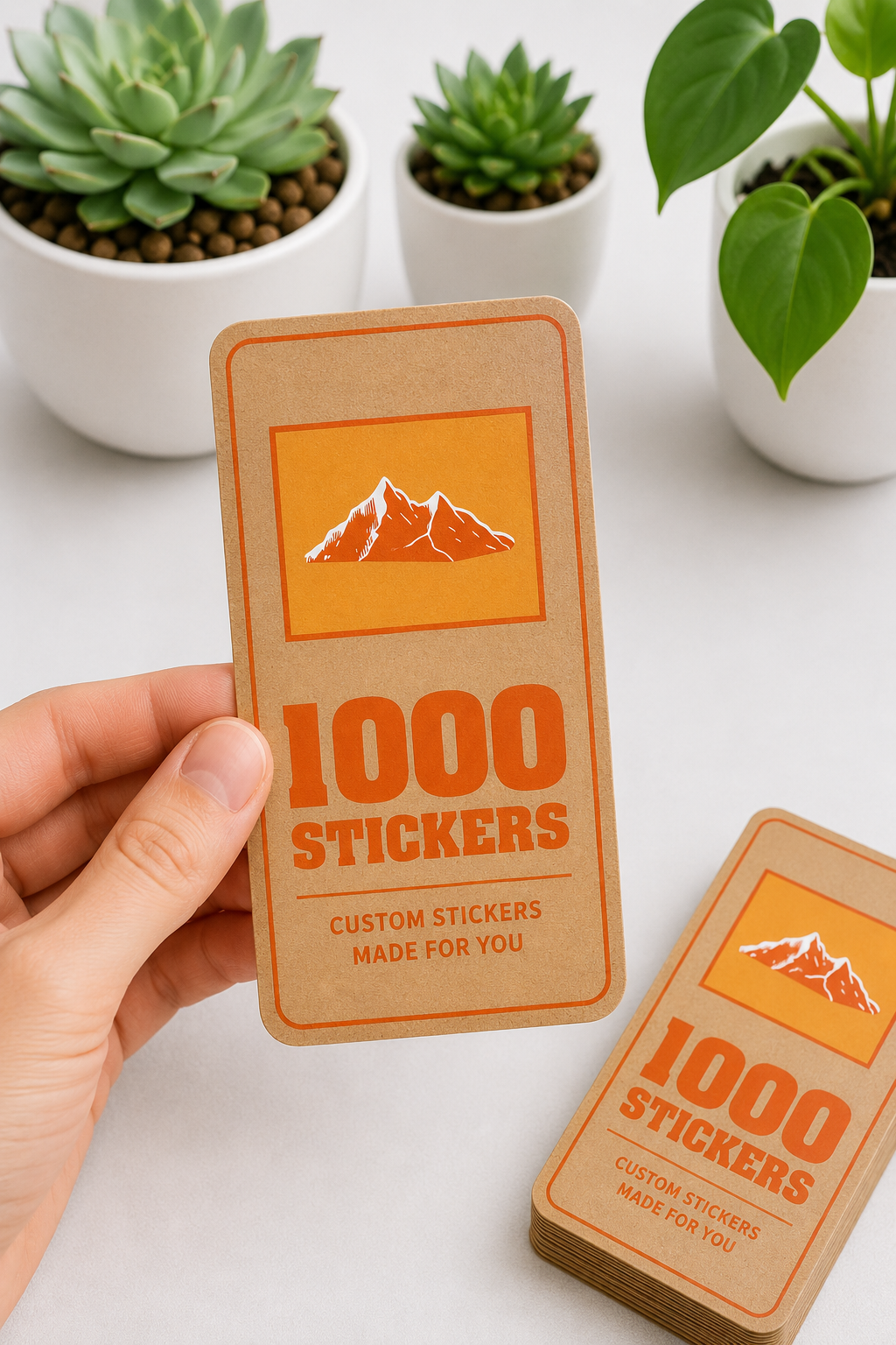 Custom Rounded Rectangle Kraft Paper Stickers | 1000 Stickers