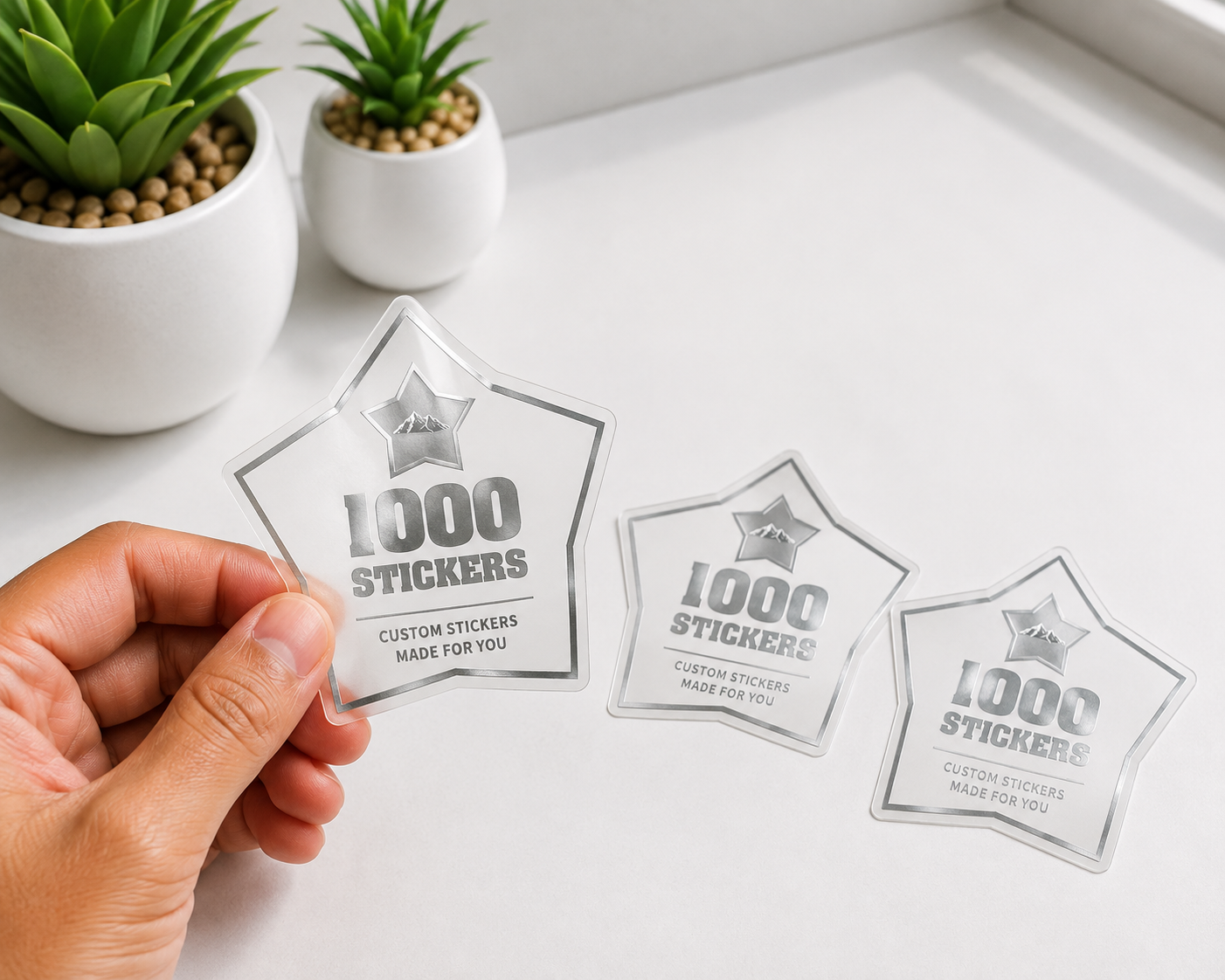 Custom Shape Silver Foiling Transparent Stickers | 1000 Stickers
