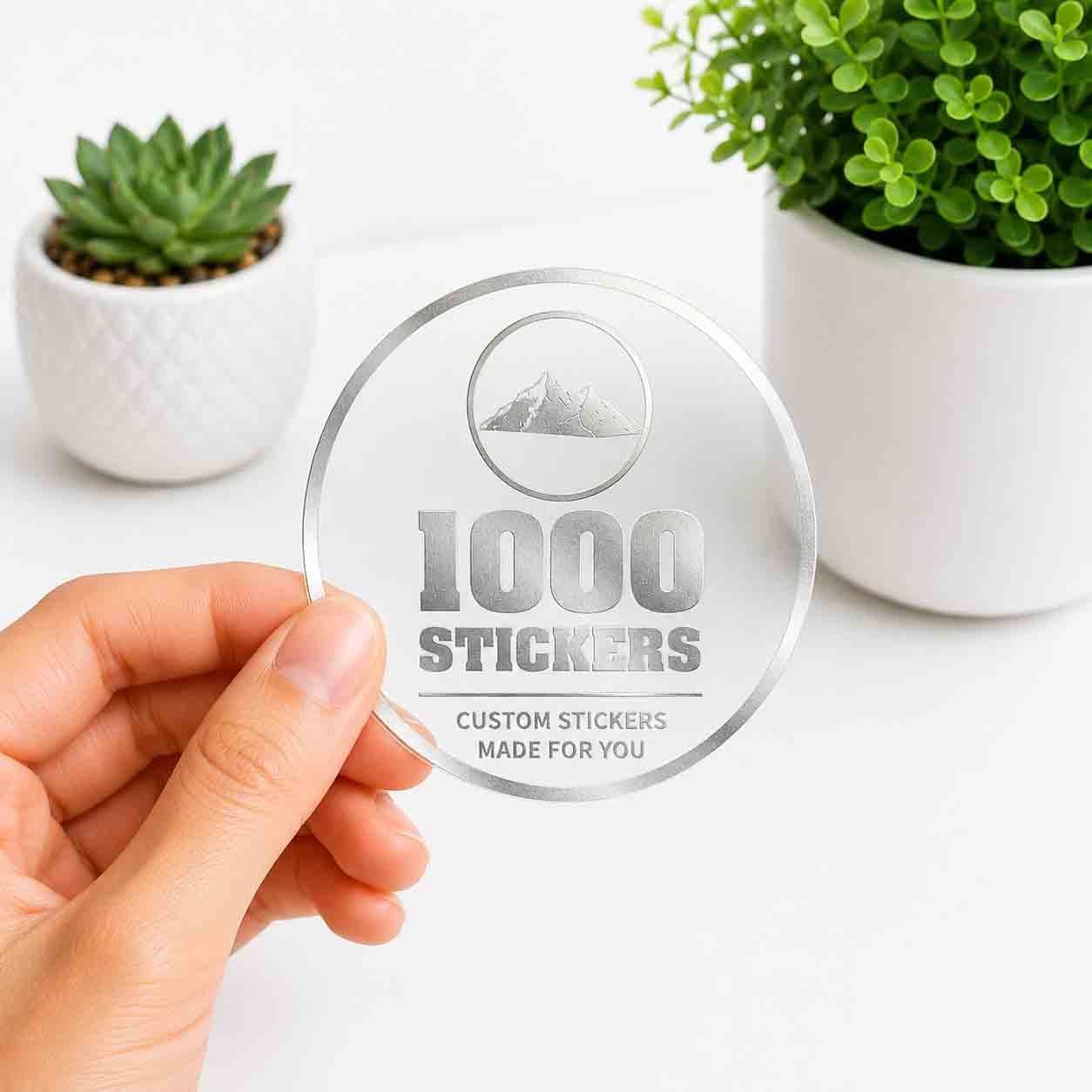 Custom Circle Silver Foiling Stickers Transparent Sheets | 1000 Stickers