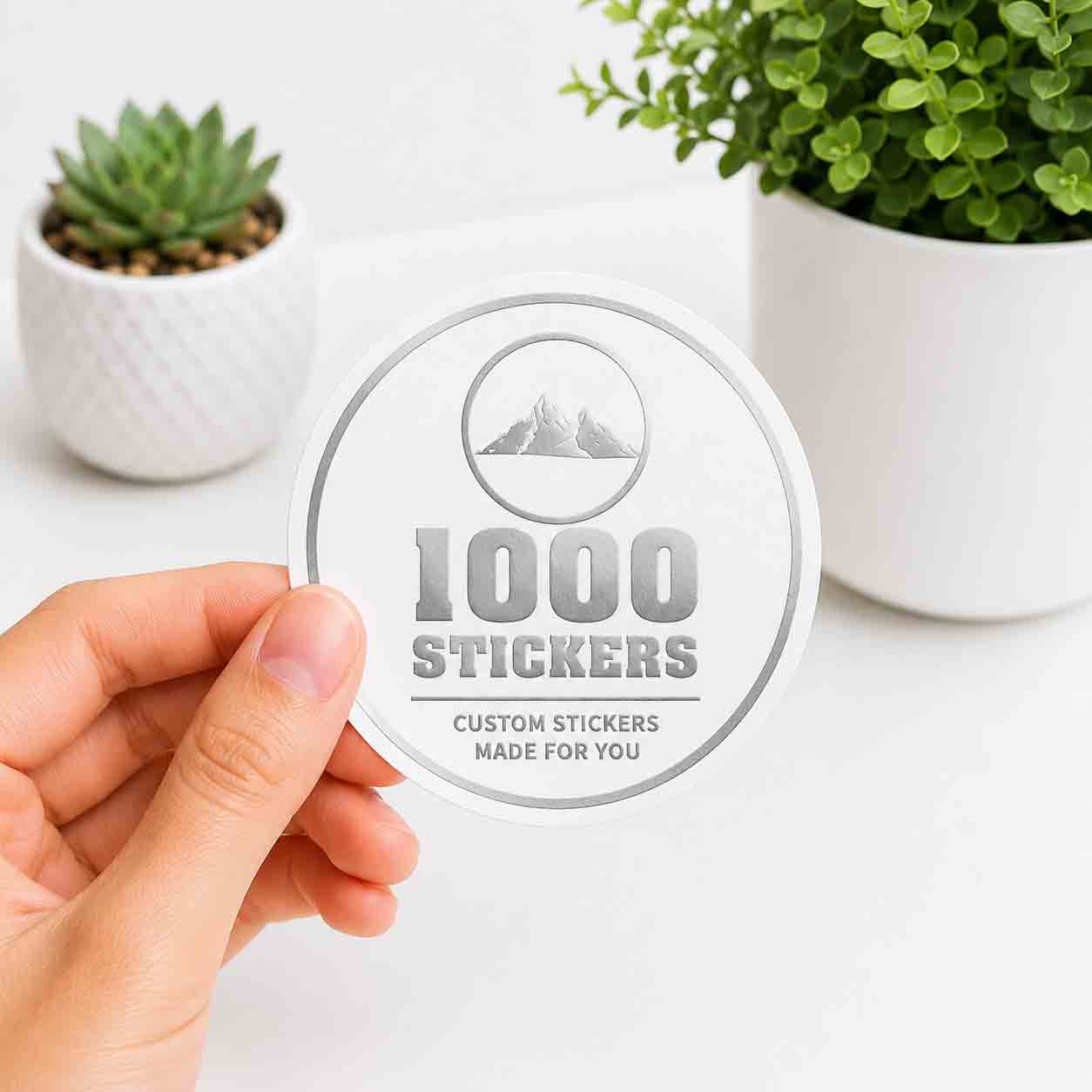 Custom Circle Silver Foiling Stickers White Paper Sheets | 1000 Stickers