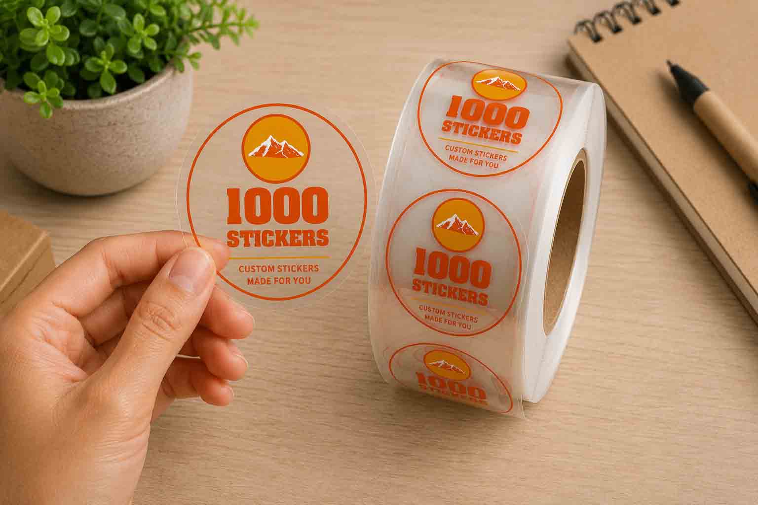 Custom Clear Roll Labels Stickers | 1000 Stickers