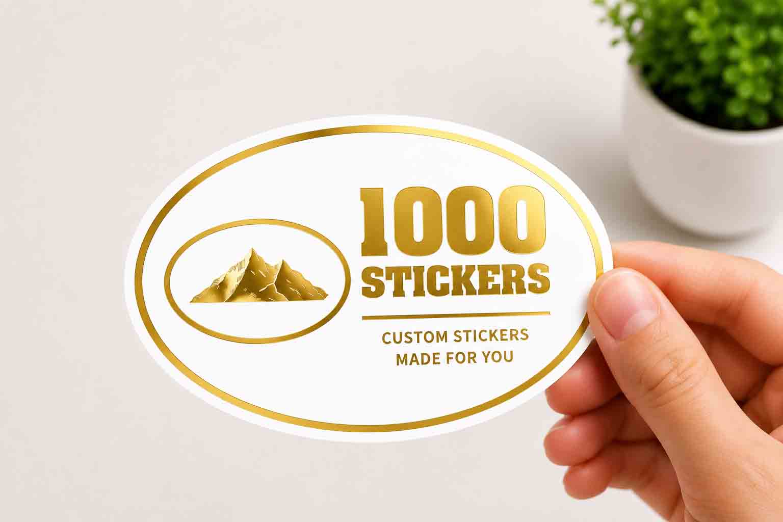 Custom Oval Gold Foiling White Paper Stickers | 1000 Stickers