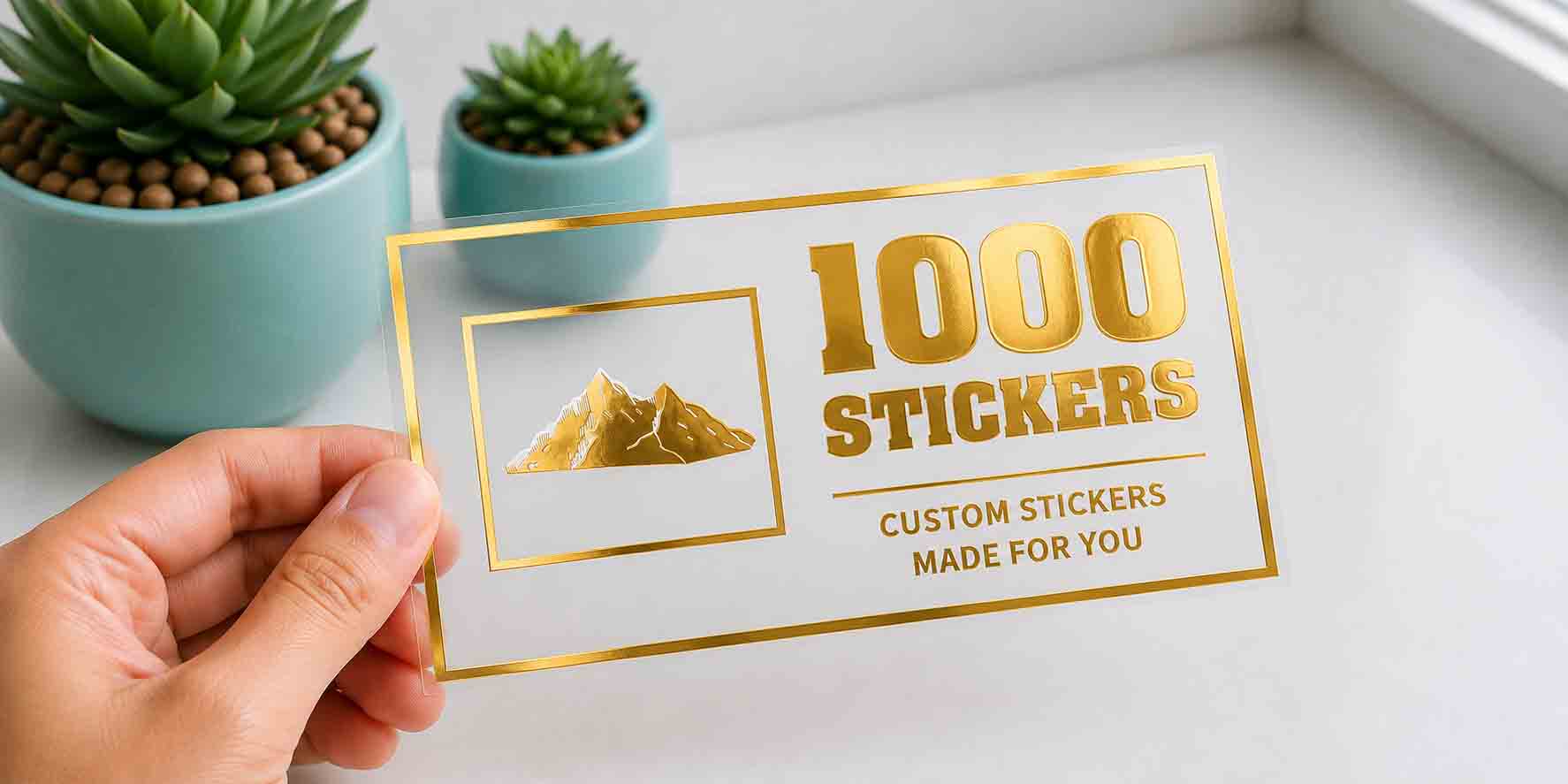 Custom Rectangle Gold Foiling Transparent Stickers | 1000 Stickers