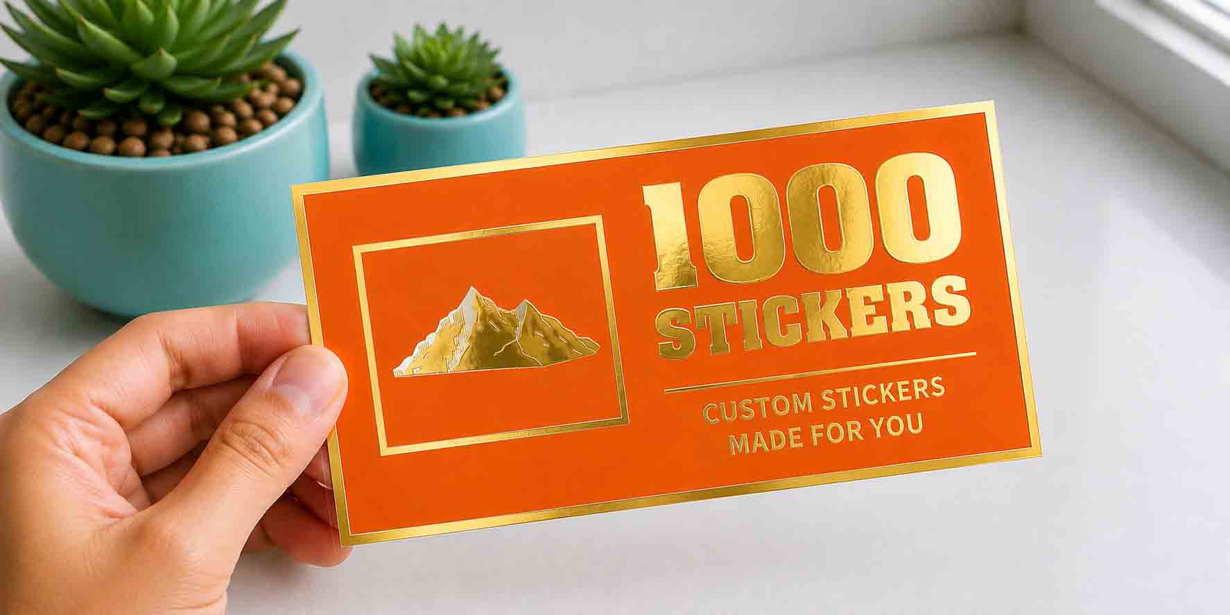 Custom Rectangle Gold Foiling Colour Paper Stickers | 1000 Stickers