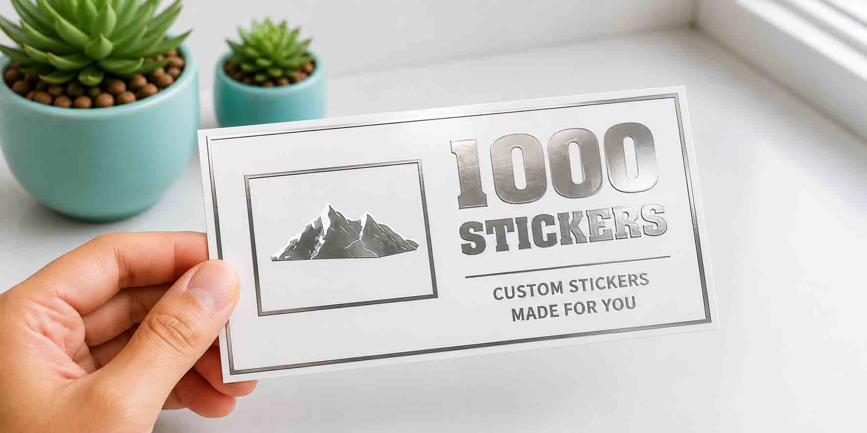 Custom Rectangle Silver Foiling White Paper Stickers | 1000 Stickers