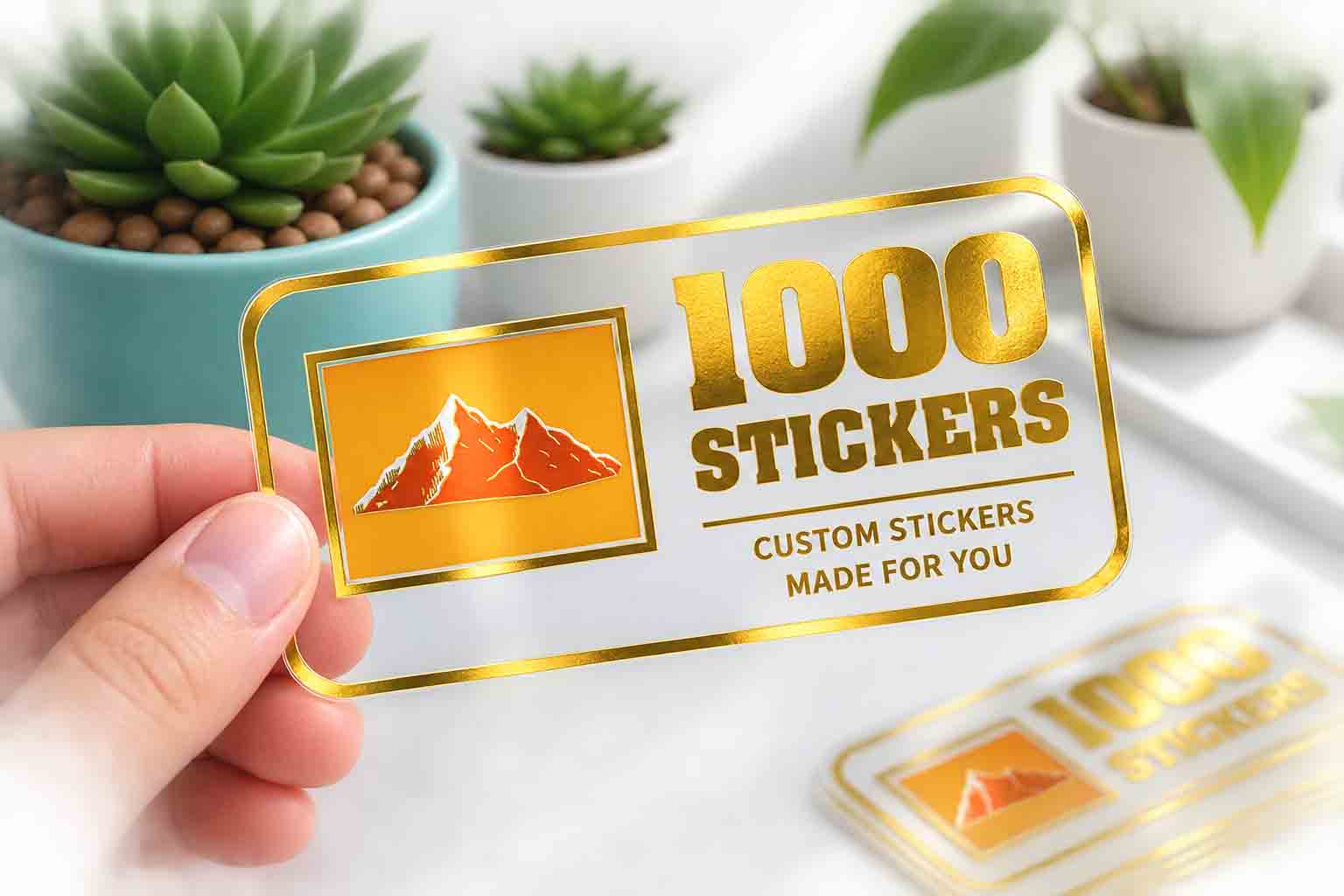 Custom Rounded Rectangle Gold Foiling Transparent Stickers | 1000 Stickers