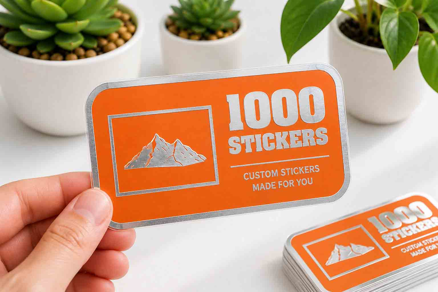 Custom Rounded Rectangle Silver Foiling Colour Paper Stickers | 1000 Stickers