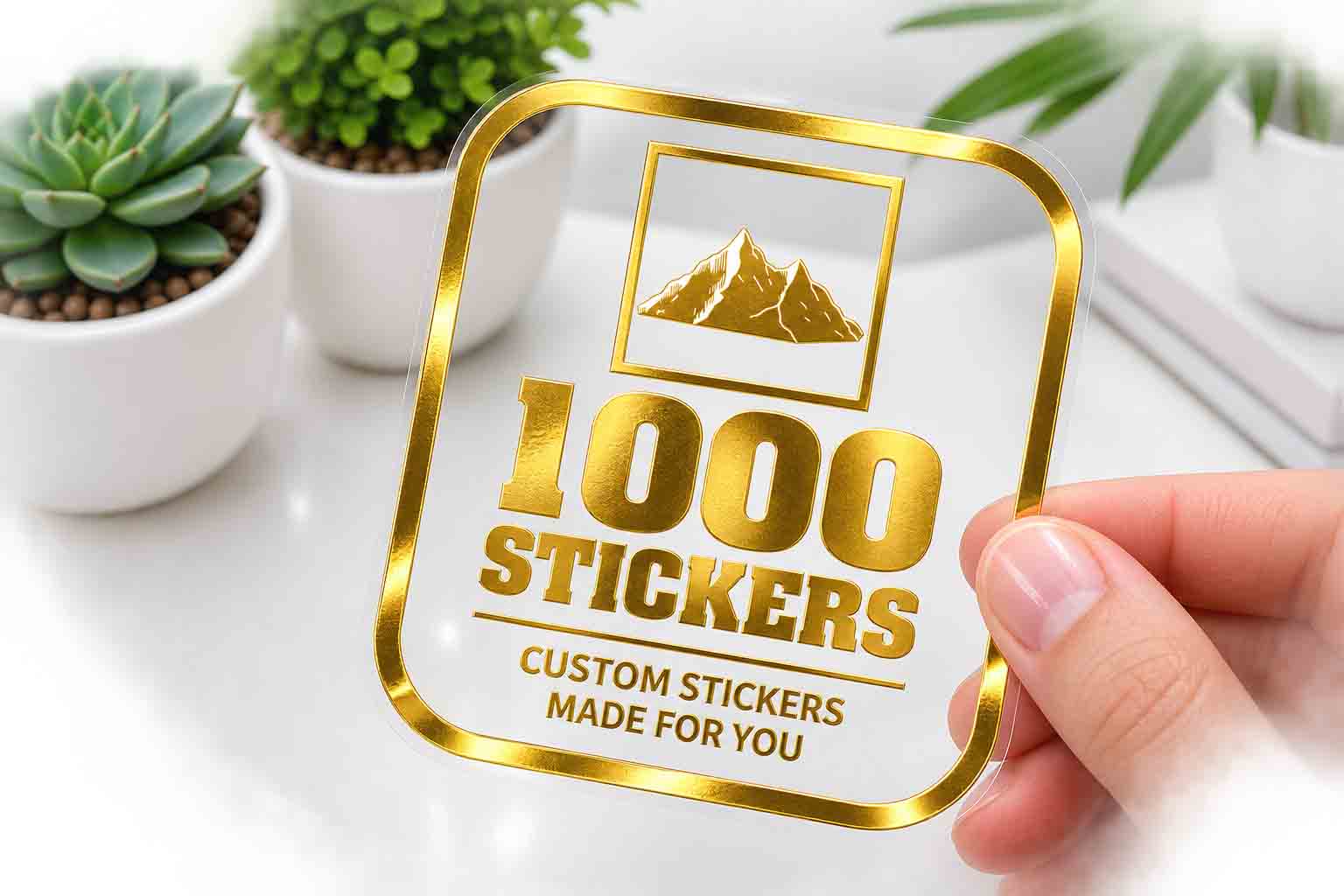 Custom Rounded Square Gold Foiling Stickers Transparent Sheets | 1000 Stickers