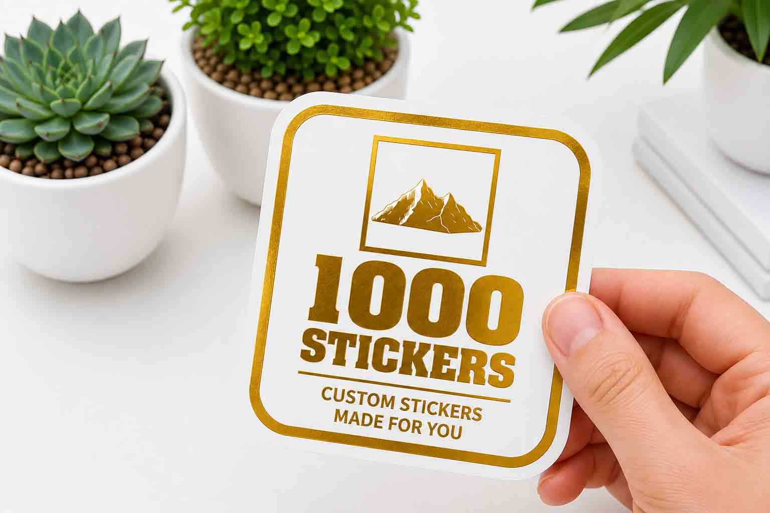 Custom Rounded Square Gold Foiling Stickers White Paper Sheets | 1000 Stickers