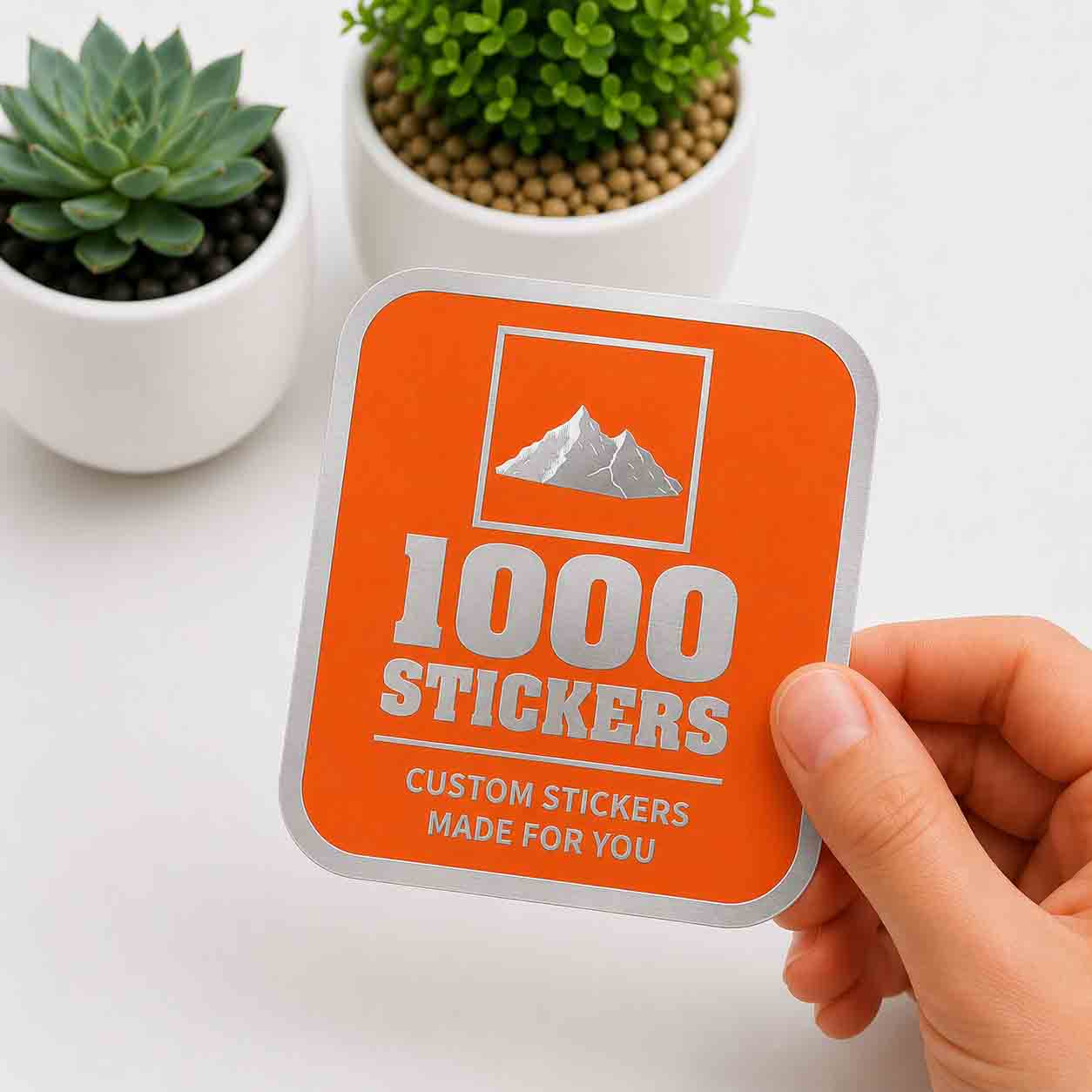 Custom Rounded Square Silver Foiling Stickers Colour Paper Sheets | 1000 Stickers