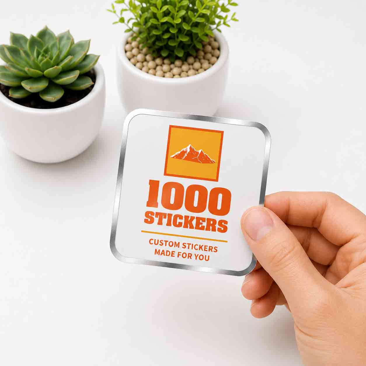 Custom Rounded Square Silver Foiling Stickers | 1000 Stickers
