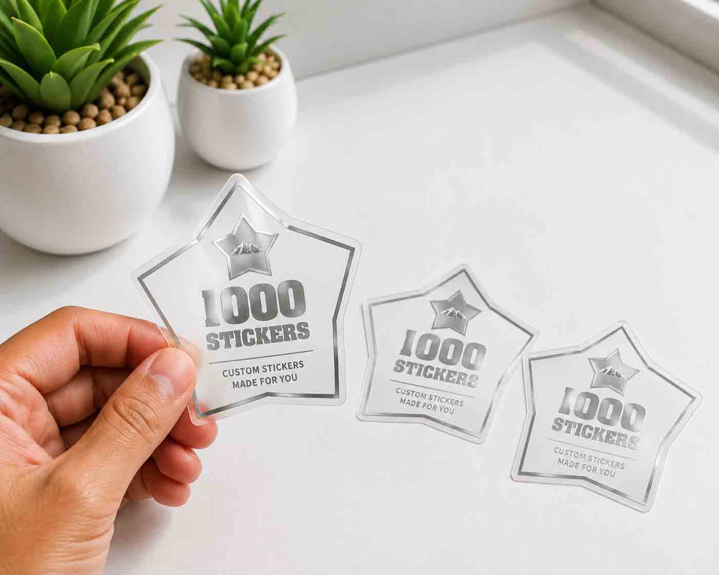 Custom Shape Silver Foiling Transparent Stickers | 1000 Stickers