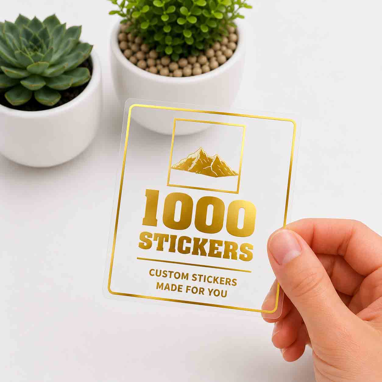 Custom Square Gold Foiling Stickers Transparent Sheets | 1000 Stickers