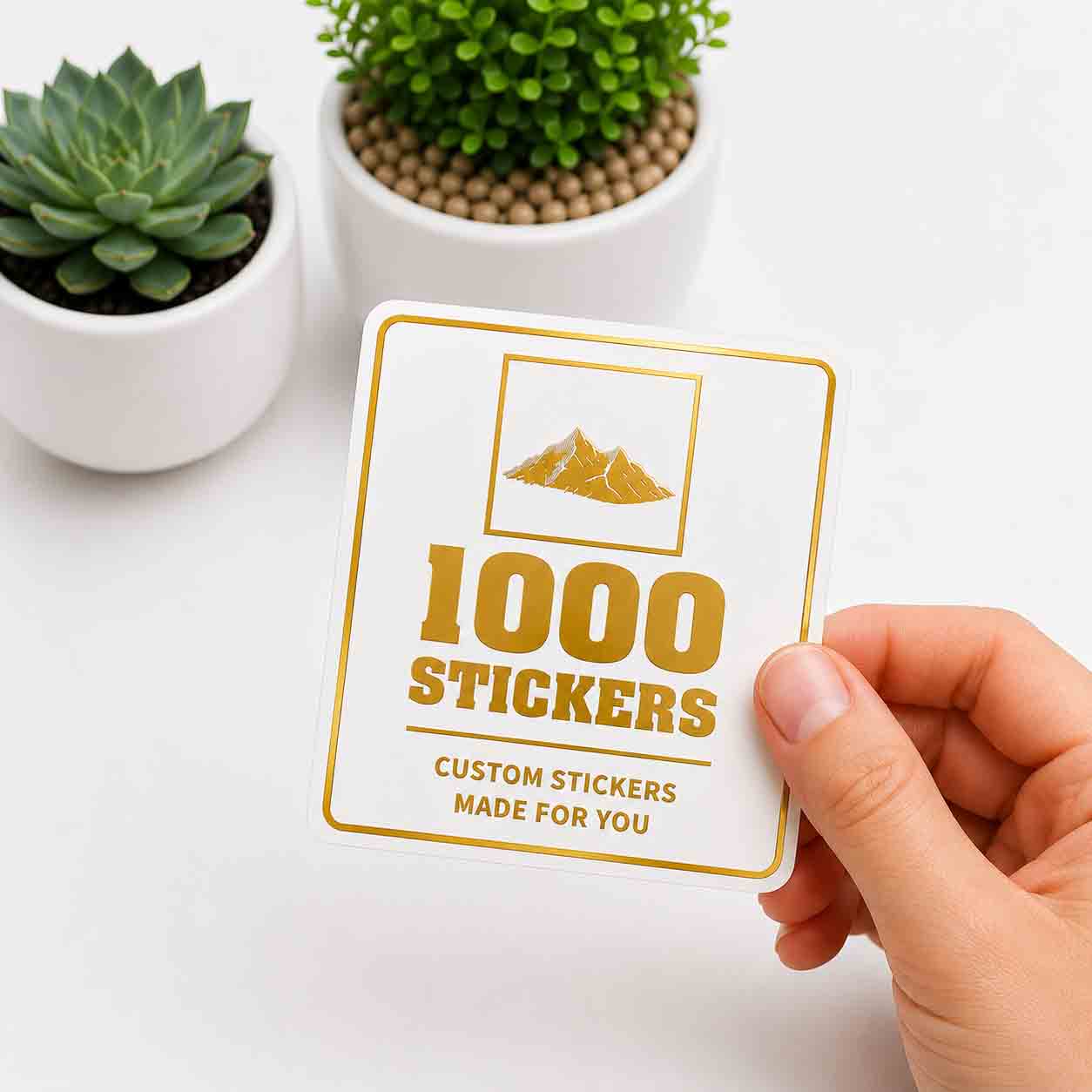 Custom Square Gold Foiling Stickers White Paper Sheets | 1000 Stickers
