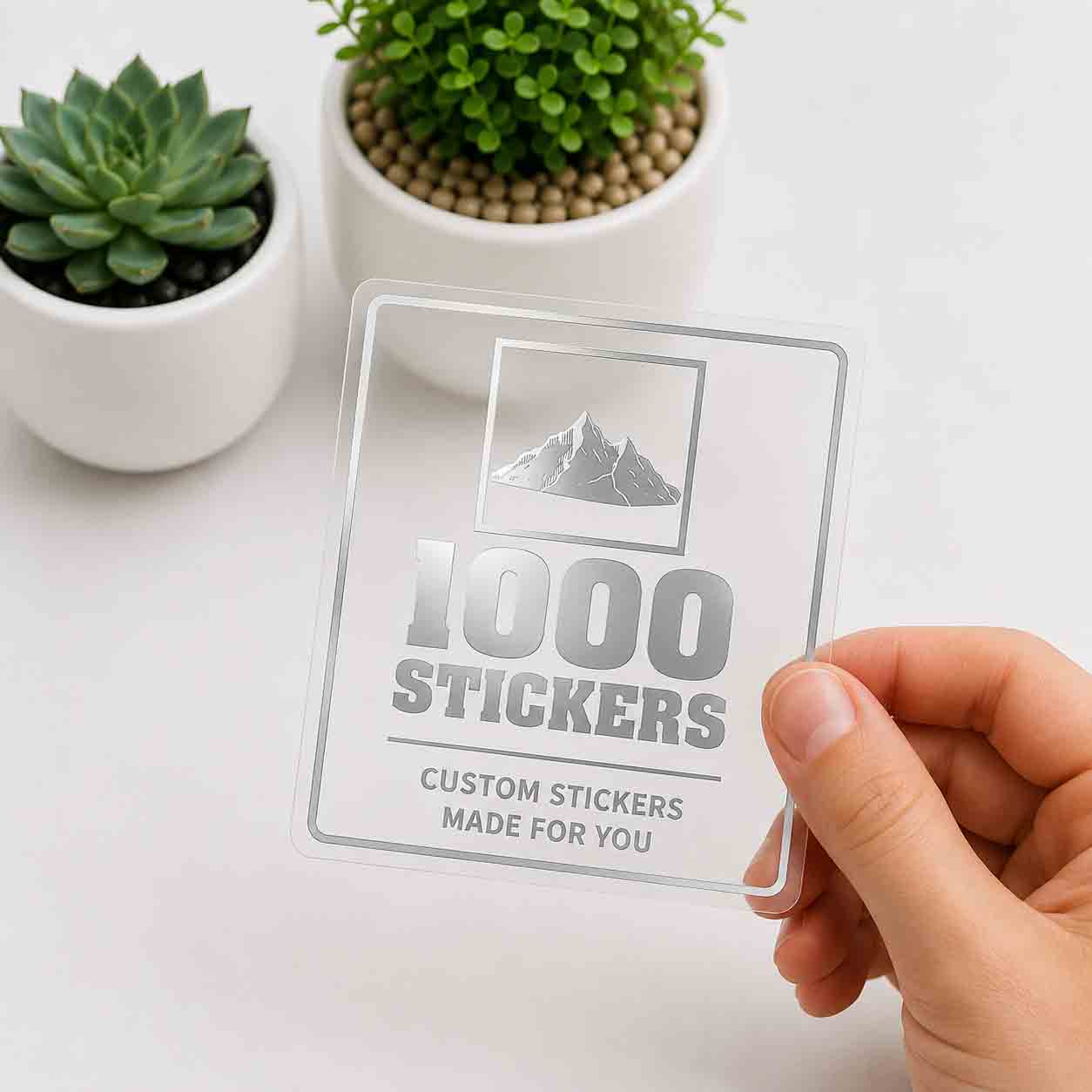 Custom Square Silver Foiling Stickers Transparent Sheets | 1000 Stickers