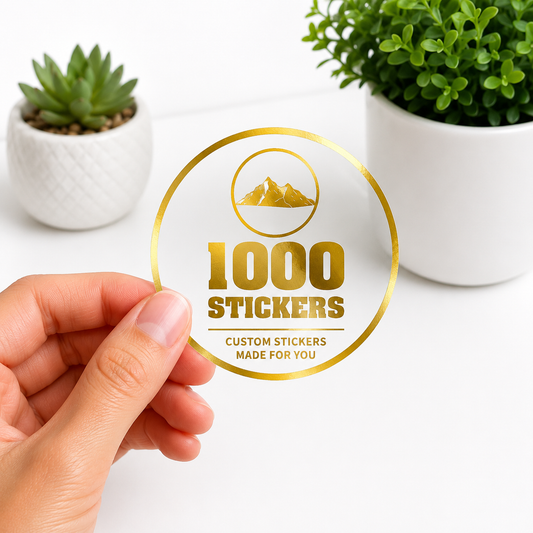 Custom Circle Gold Foiling Stickers Transparent Sheets | 1000 Stickers