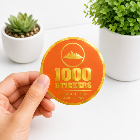 Custom Circle Gold Foiling Stickers Colour Paper Sheets | 1000 Stickers
