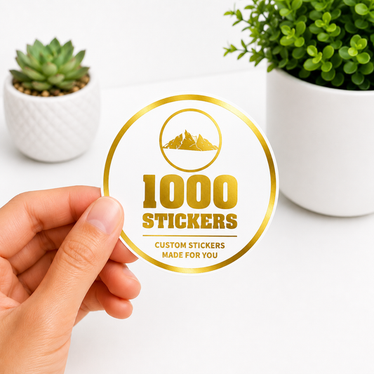 Custom Circle Gold Foiling Stickers White Paper Sheets | 1000 Stickers