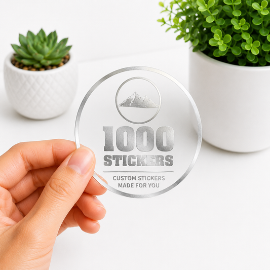 Custom Circle Silver Foiling Stickers Transparent Sheets | 1000 Stickers