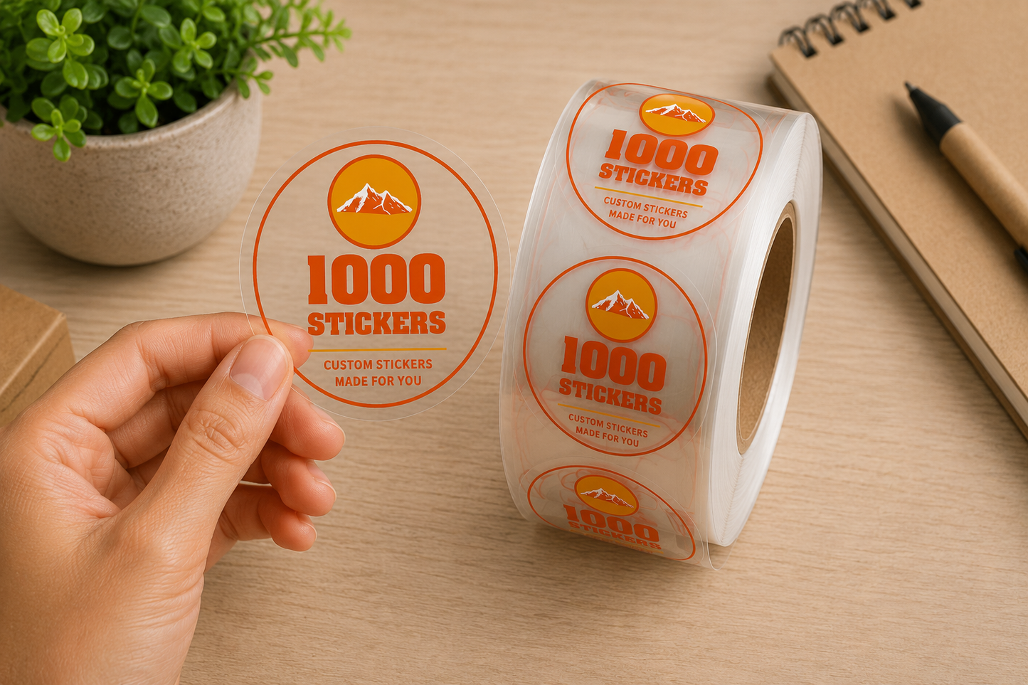 Custom Clear Roll Labels Stickers | 1000 Stickers