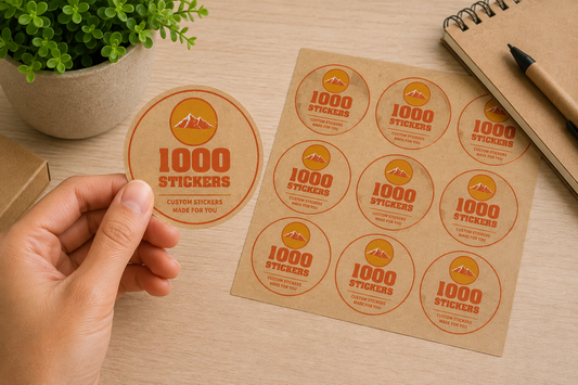 Custom Circle Kraft Paper Stickers | 1000 Stickers