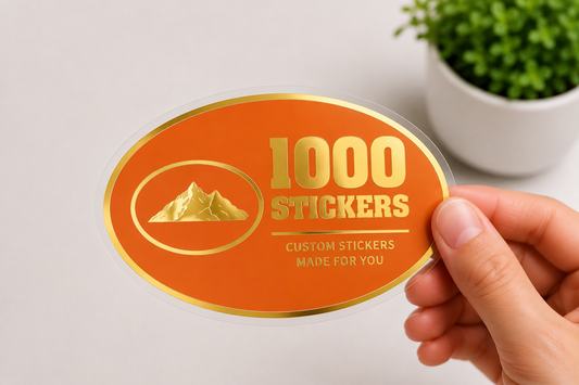 Custom Oval Gold Foiling Colour Paper Stickers | 1000 Stickers