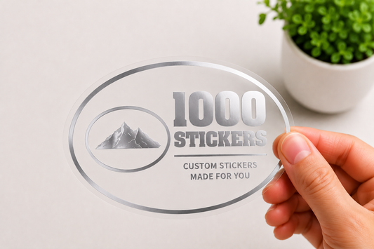 Custom Oval Silver Foiling Transparent Stickers | 1000 Stickers
