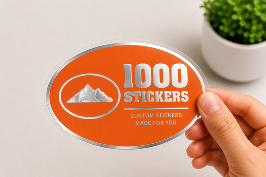 Custom Oval Silver Foiling Colour Paper Stickers | 1000 Stickers