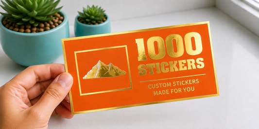 Custom Rectangle Gold Foiling Colour Paper Stickers | 1000 Stickers