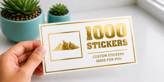 Custom Rectangle Gold Foiling White Paper Stickers | 1000 Stickers