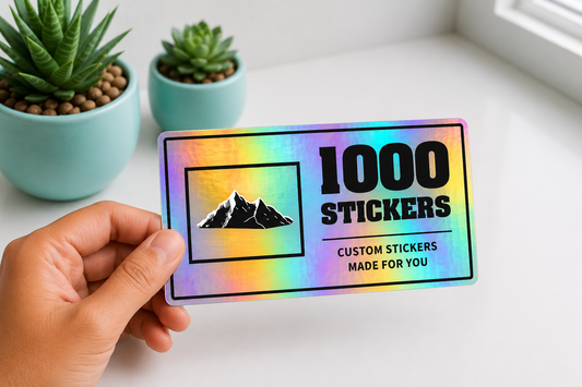 Custom Rectangle Holographic Stickers | 1000 Stickers (Black)