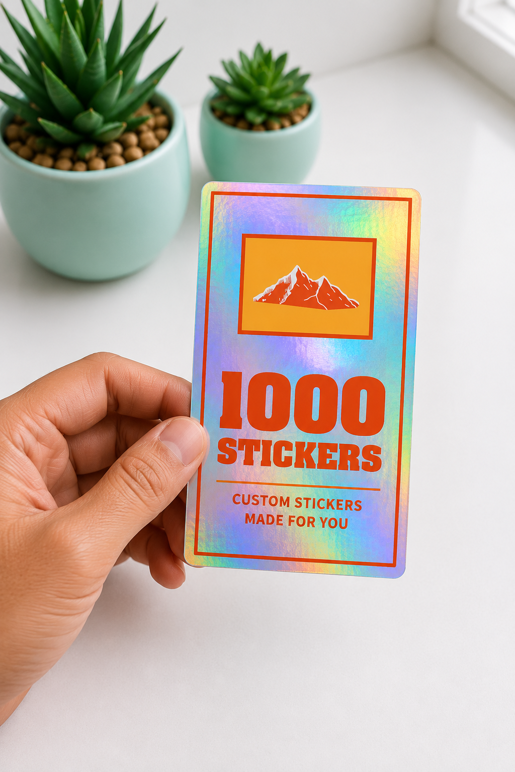 Custom Rectangle Holographic Stickers | 1000 Stickers (Colour)