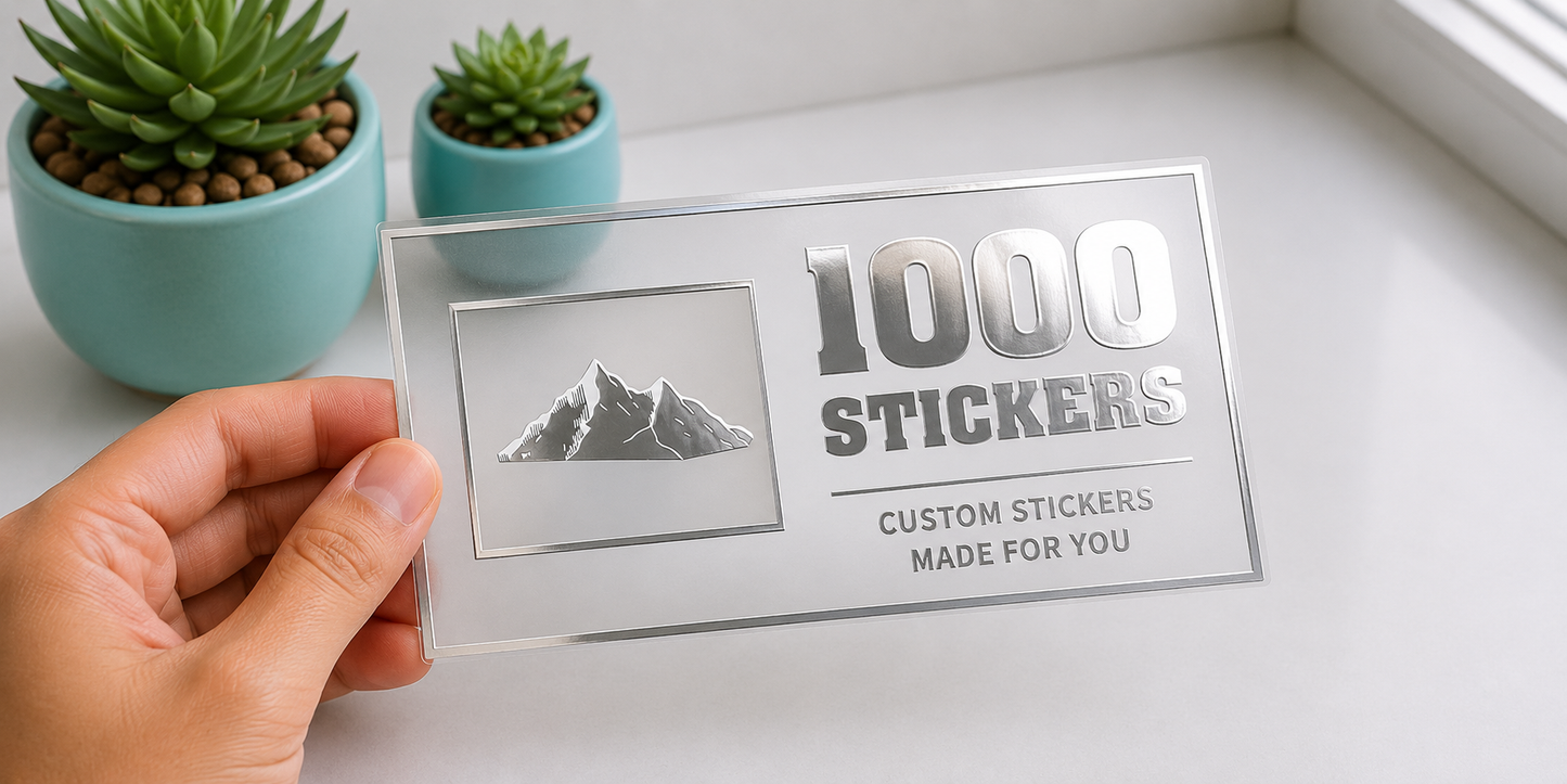 Custom Rectangle Silver Foiling Transparent Stickers | 1000 Stickers