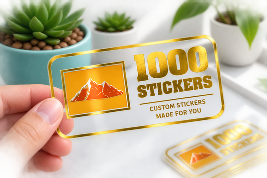Custom Rounded Rectangle Gold Foiling Transparent Stickers | 1000 Stickers