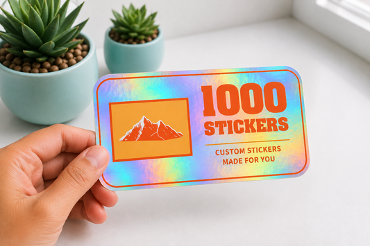 Custom Rounded Rectangle Holographic Stickers | 1000 Stickers (Colour)