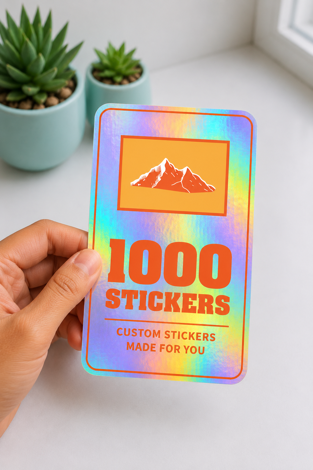 Custom Rounded Rectangle Holographic Stickers | 1000 Stickers (Colour)
