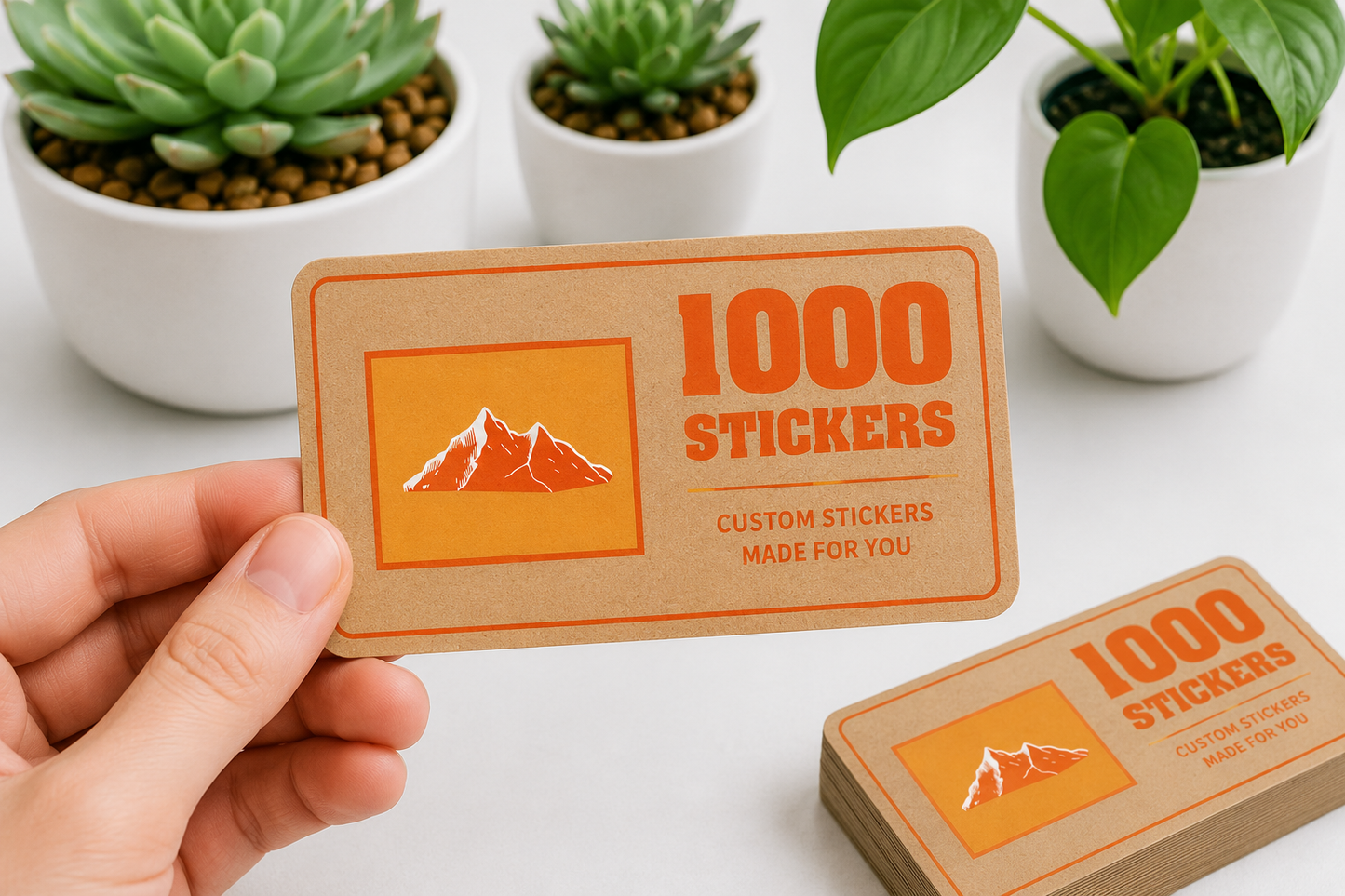 Custom Rounded Rectangle Kraft Paper Stickers | 1000 Stickers