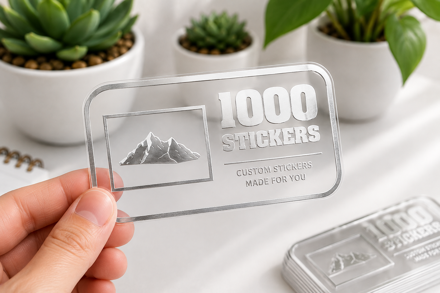 Custom Rounded Rectangle Silver Foiling Transparent Stickers | 1000 Stickers