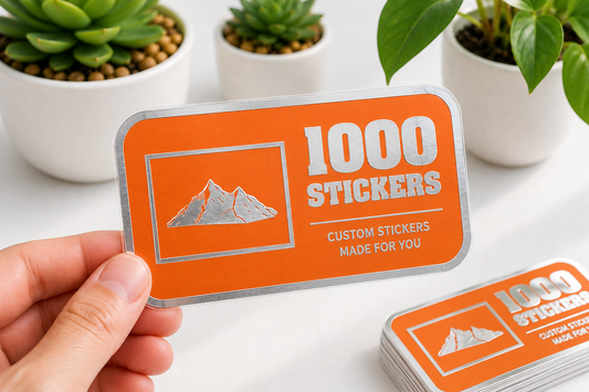 Custom Rounded Rectangle Silver Foiling Colour Paper Stickers | 1000 Stickers