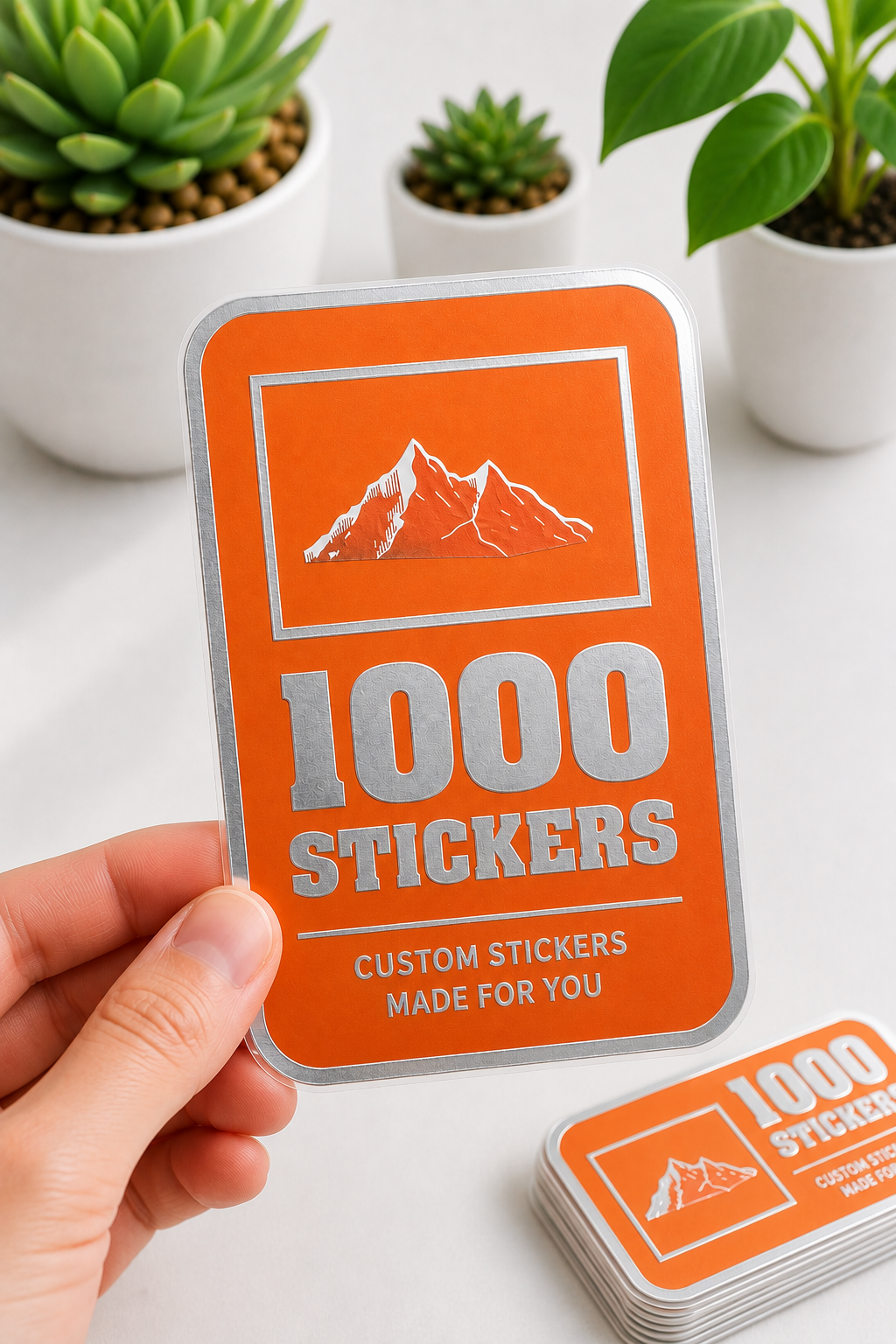 Custom Rounded Rectangle Silver Foiling Colour Paper Stickers | 1000 Stickers