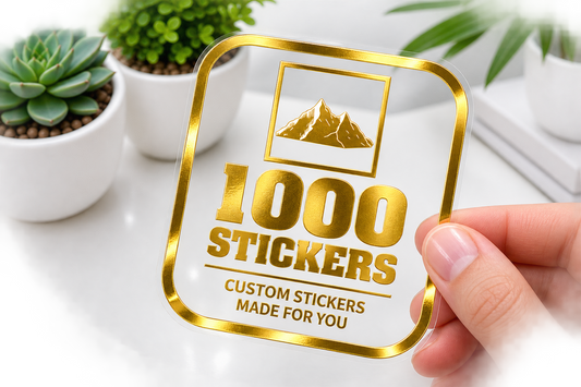Custom Rounded Square Gold Foiling Stickers Transparent Sheets | 1000 Stickers