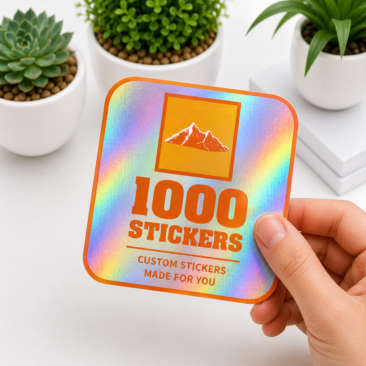 Custom Rounded Square Holographic Stickers | 1000 Stickers (Colour)