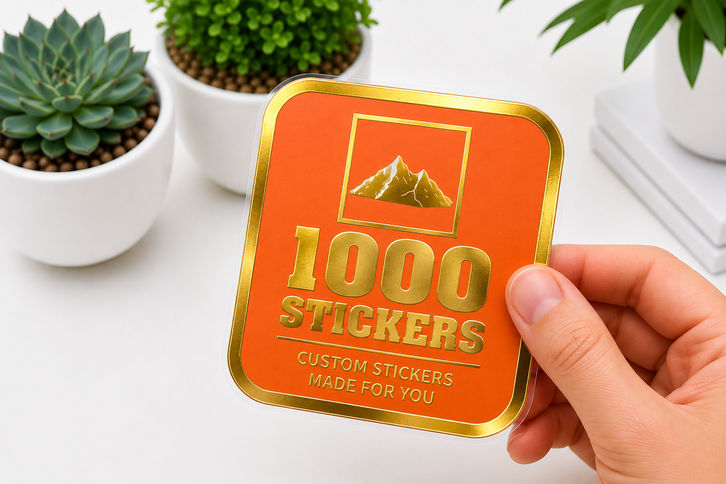 Custom Rounded Square Gold Foiling Stickers Colour Paper Sheets | 1000 Stickers