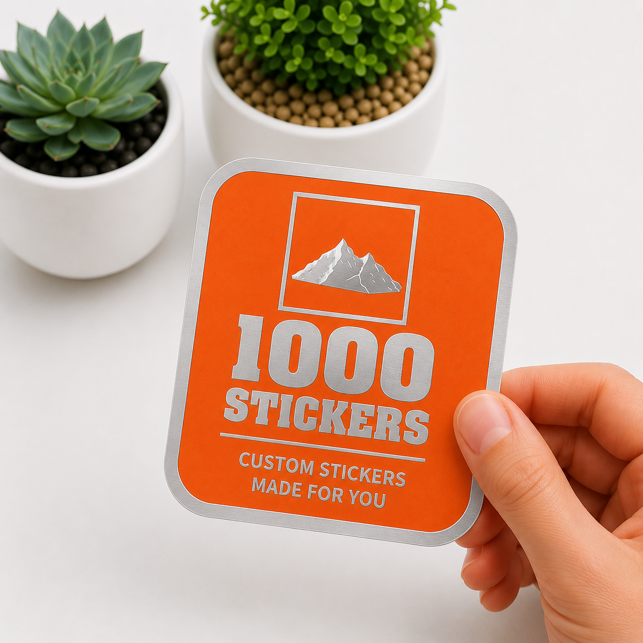 Custom Rounded Square Silver Foiling Stickers Colour Paper Sheets | 1000 Stickers