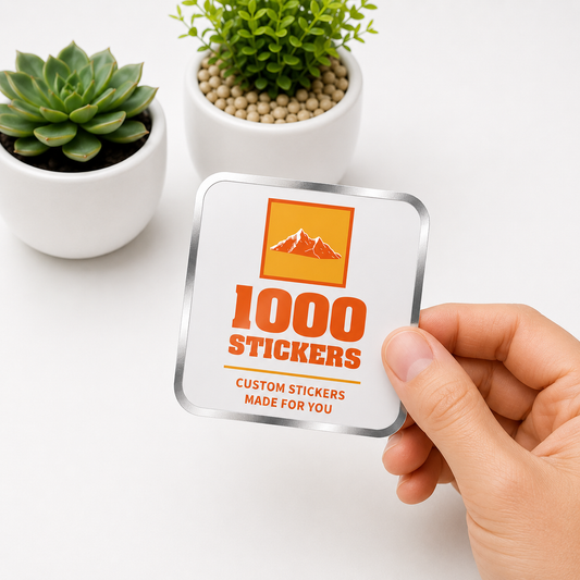 Custom Rounded Square Silver Foiling Stickers | 1000 Stickers