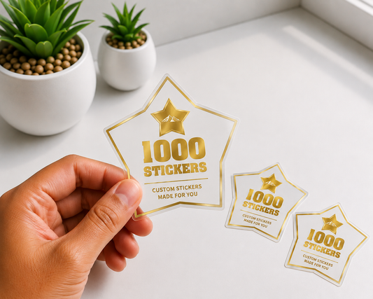 Custom Shape Gold Foiling Transparent Stickers | 1000 Stickers